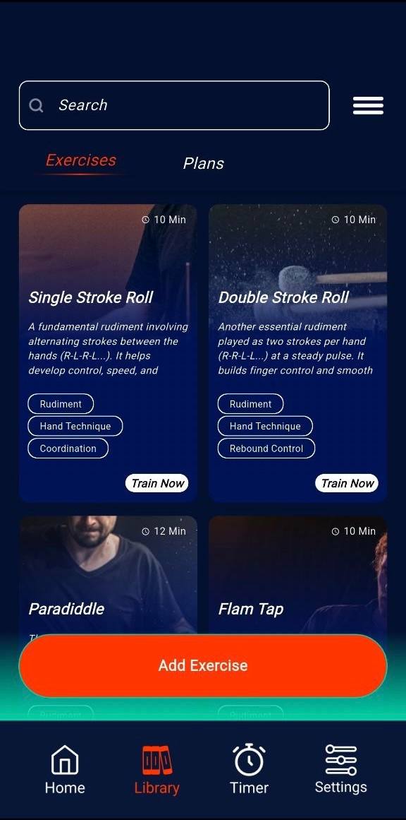 Single Stroke Roll detail screen