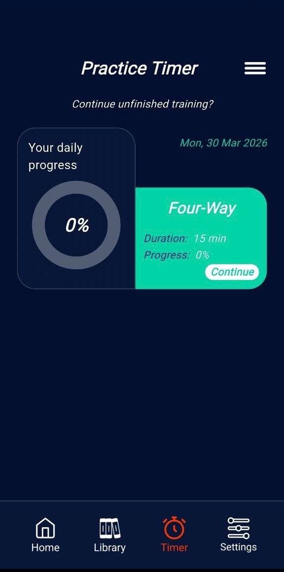 Practice timer screen